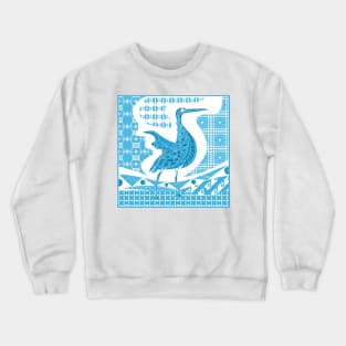 agami heron bird in ecopop talavera pattern wallpaper art 2 Crewneck Sweatshirt